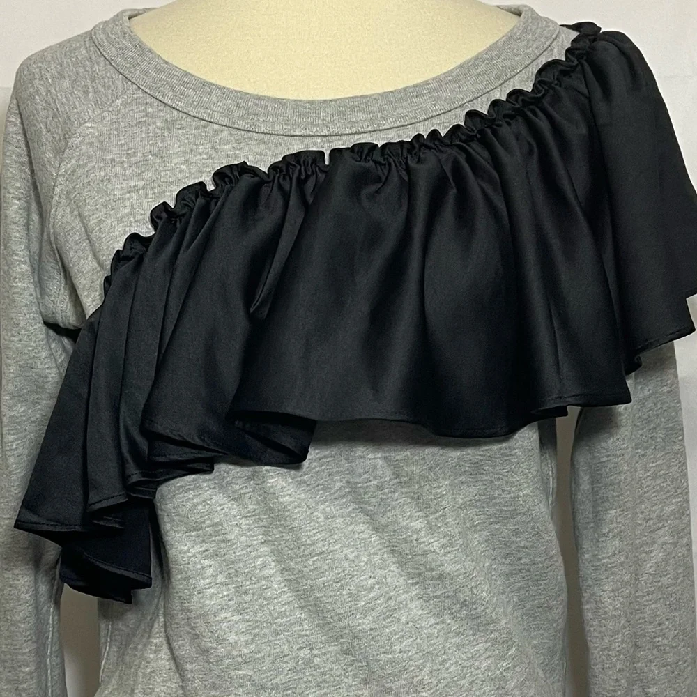 J. Crew Asymmetrical Ruffle Sweatshirt